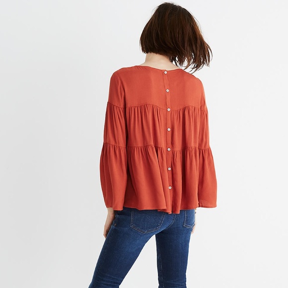 MADEWELL Tiered Blouse Buttoned Back - Picture 8 of 8